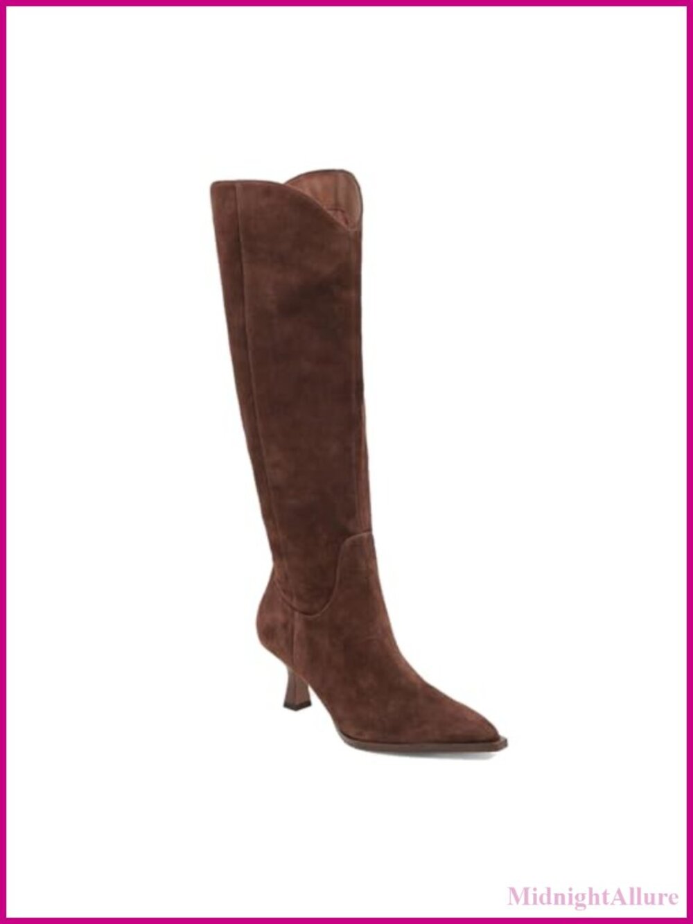 Womens Knee High Boots Kitten Heel Pointed Toe Tall Wide Calf Faux Suede